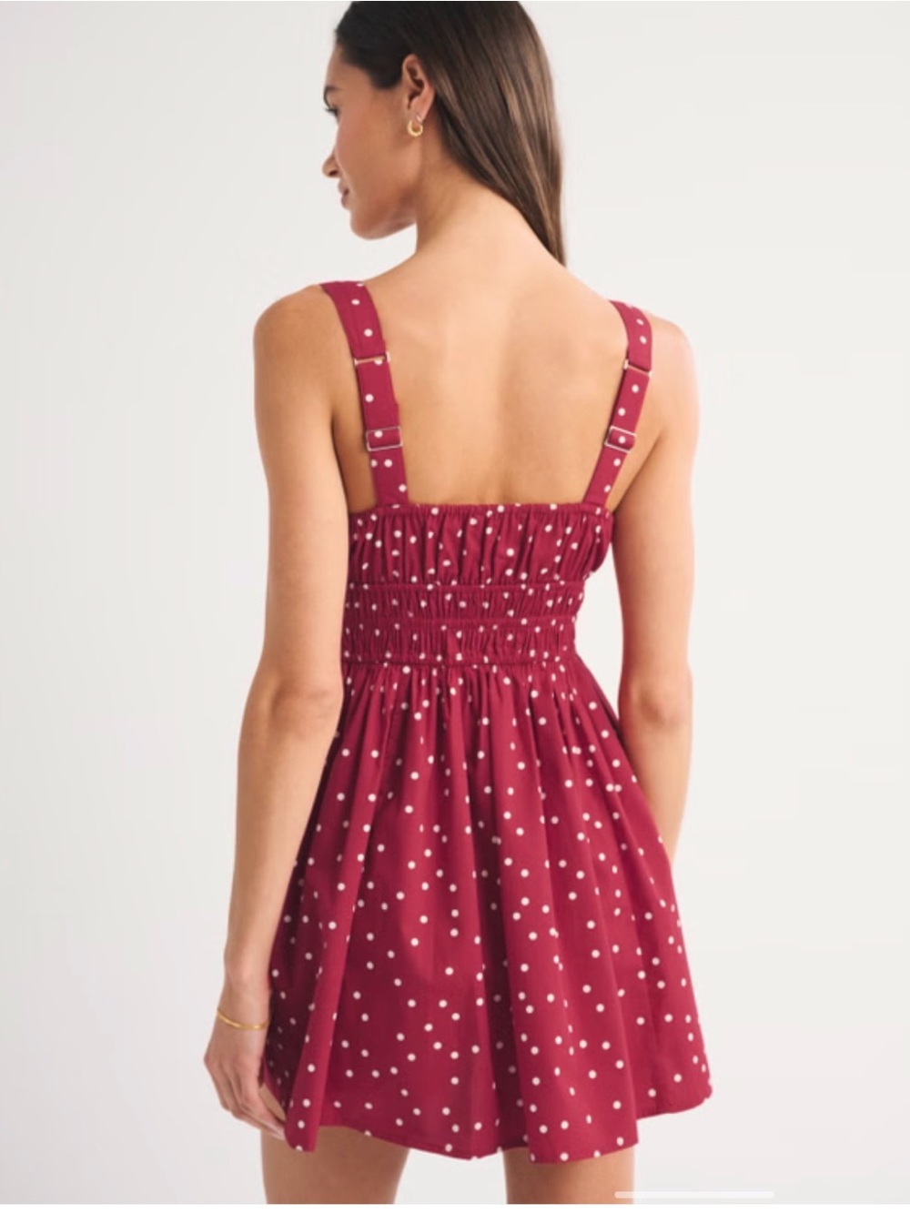 Abercrombie & Fitch Burgundy Polka Dot Mini Dress - Picture 2 of 7